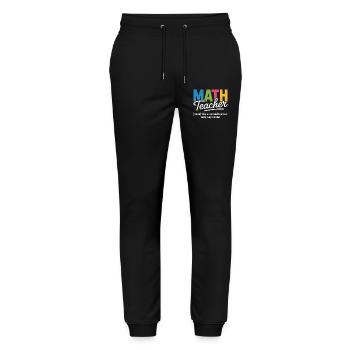 T-shirt d’illustration coloré pour professeur de mathématiques - Pantalon de jogging bio MOVER Stanley/Stella unisexe - noir - Devant - Marisol (170cm) & Nik (191cm)