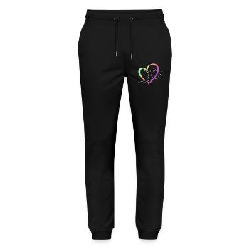 Grand jeté cœur multicolore - Pantalon de jogging bio MOVER Stanley/Stella unisexe - noir - Devant - Marisol (170cm) & Nik (191cm)