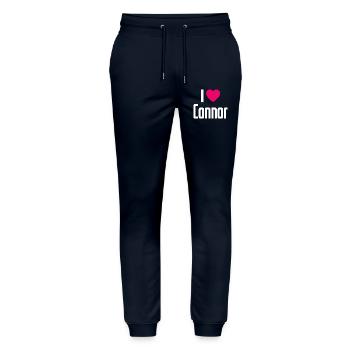 I Love Connor Pink Heart I Love Connor - Stanley/Stella Mover Unisex Organic Jogging Trousers - navy - Front - Marisol (170cm) & Nik (191cm)