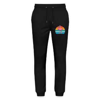 Exotic Retro Pink Flamingo With Sunglasses - Stanley/Stella Mover Unisex Organic Jogging Trousers - black - Front - Marisol (170cm) & Nik (191cm)