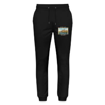 Deutschland Regensburg Vintage Reisemarke - Stanley/Stella Unisex Bio Jogginghose Mover  - Schwarz - Vorne - Marisol (170cm) & Nik (191cm)