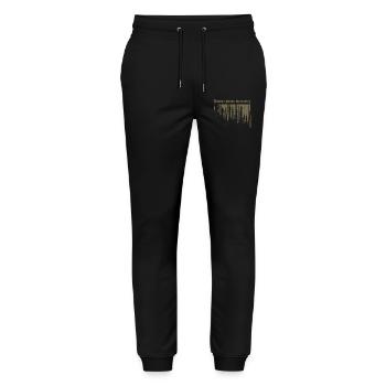 Nature above humanity (gold) - Stanley/Stella Unisex Bio Jogginghose Mover  - Schwarz - Vorne - Marisol (170cm) & Nik (191cm)