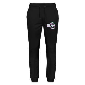 Glitch Peace Hand Hi Streetwear T-Shirt-Design - Stanley/Stella Unisex Bio Jogginghose Mover  - Schwarz - Vorne - Marisol (170cm) & Nik (191cm)