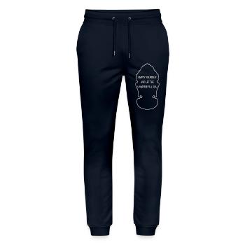 EMPTY YOURSELF - Stanley/Stella Mover Unisex Organic Jogging Trousers - navy - Front - Marisol (170cm) & Nik (191cm)