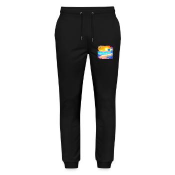 Summer Sunset Beach Watercolor - Stanley/Stella Mover Unisex Organic Jogging Trousers - black - Front - Marisol (170cm) & Nik (191cm)