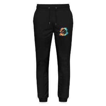 retro abstrakt Volleyball vintage Design Beach - Stanley/Stella Unisex Bio Jogginghose Mover  - Schwarz - Vorne - Marisol (170cm) & Nik (191cm)