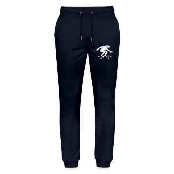 Minimalist Frog Toad Toad Skateboarder - Stanley/Stella Mover Unisex Organic Jogging Trousers - navy - Front - Marisol (170cm) & Nik (191cm)