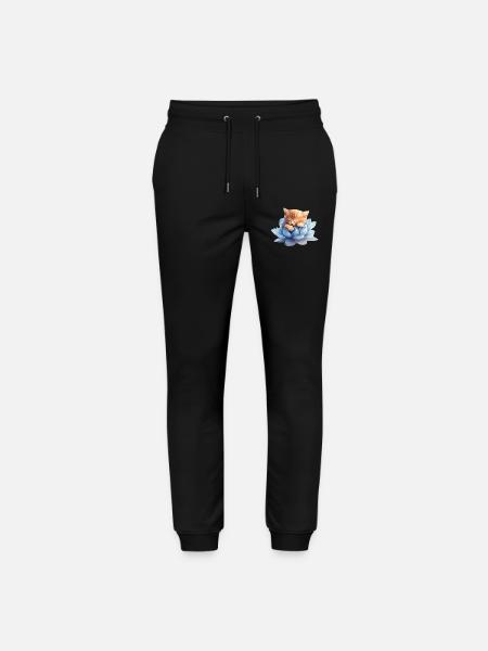 Kitten resting on blue succulents - Stanley/Stella Mover Unisex Organic Jogging Trousers - black