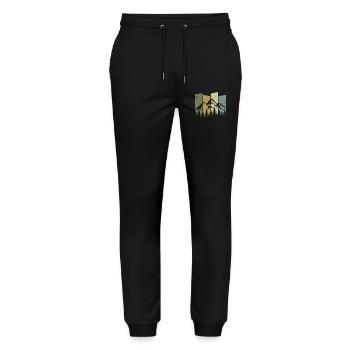 Alps Mountains Forest Nature Hiking Mountaineering - Stanley/Stella Mover Unisex Organic Jogging Trousers - black - Front - Marisol (170cm) & Nik (191cm)