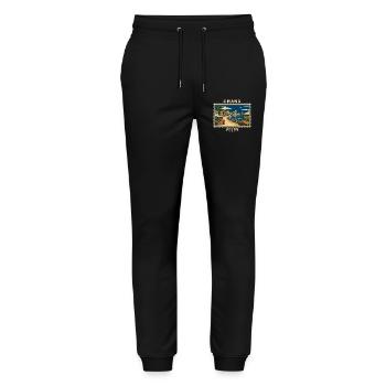 Ghana Accra Vintage Travel Brand - Stanley/Stella Mover Unisex Organic Jogging Trousers - black - Front - Marisol (170cm) & Nik (191cm)
