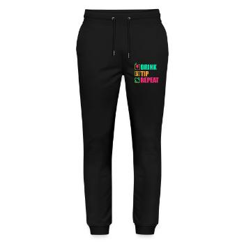 Serveur Barman Barchef - Pantalon de jogging bio MOVER Stanley/Stella unisexe - noir - Devant - Marisol (170cm) & Nik (191cm)