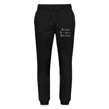 Ich kam ich spielte ich siegte Glücksshirt - Stanley/Stella Unisex Bio Jogginghose Mover  - Schwarz - Vorne - Marisol (170cm) & Nik (191cm)