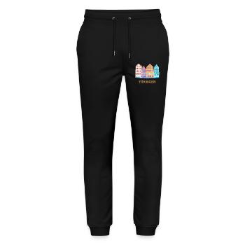 Tübingen, Neckar view, drawing, Germany - Stanley/Stella Mover Unisex Organic Jogging Trousers - black - Front - Marisol (170cm) & Nik (191cm)