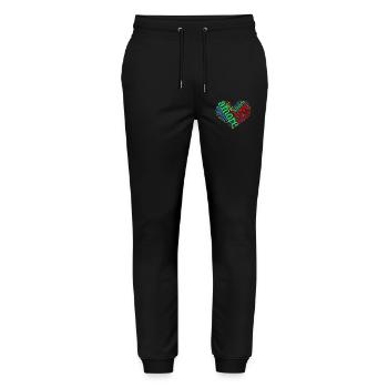 t-shirt love love love love Liebe Liebe word cloud - Stanley/Stella Unisex Bio Jogginghose Mover  - Schwarz - Vorne - Marisol (170cm) & Nik (191cm)