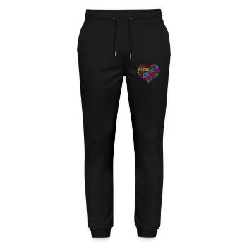 t-shirt nom Adalgisa coeur nuage de mots t-shirt - Pantalon de jogging bio MOVER Stanley/Stella unisexe - noir - Devant - Marisol (170cm) & Nik (191cm)