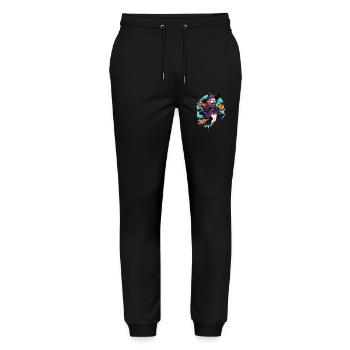 Cute witch with broom and bats - Stanley/Stella Mover Unisex Organic Jogging Trousers - black - Front - Marisol (170cm) & Nik (191cm)