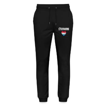 I love Luxembourg, flag of Luxembourg - Stanley/Stella Mover Unisex Organic Jogging Trousers - black - Front - Marisol (170cm) & Nik (191cm)