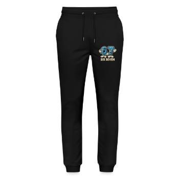 Sechs Sieben Meme Lustig 6 7 Geschenkidee - Stanley/Stella Unisex Bio Jogginghose Mover  - Schwarz - Vorne - Marisol (170cm) & Nik (191cm)