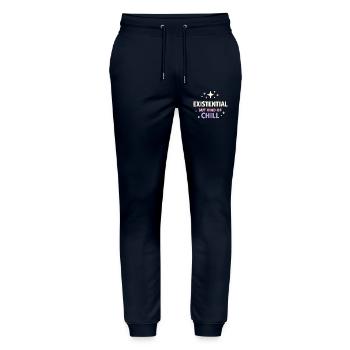 Existenzieller Humor, Nihilismus, Humor, - Stanley/Stella Unisex Bio Jogginghose Mover  - Navy - Vorne - Marisol (170cm) & Nik (191cm)