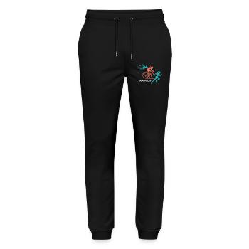 Triathlon | Swim Bike Run | Sportlerin Geschenk - Stanley/Stella Unisex Bio Jogginghose Mover  - Schwarz - Vorne - Marisol (170cm) & Nik (191cm)