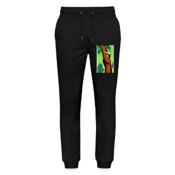 Comic Zeichnung Faultier Folivora - Stanley/Stella Unisex Bio Jogginghose Mover  - Schwarz - Vorne - Marisol (170cm) & Nik (191cm)