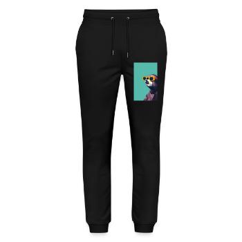 Cooles Comic-Porträt eines Faultiers mit Sonnenbrille - Stanley/Stella Unisex Bio Jogginghose Mover  - Schwarz - Vorne - Marisol (170cm) & Nik (191cm)