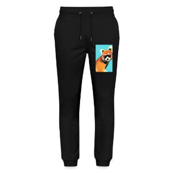 Panda rouge cool avec lunettes de soleil dessin comique été - Pantalon de jogging bio MOVER Stanley/Stella unisexe - noir - Devant - Marisol (170cm) & Nik (191cm)
