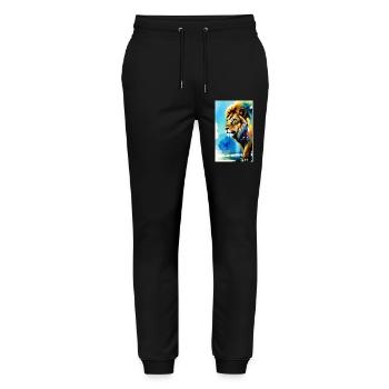 Löwe | Tier | Raubtier | Brüllen | König | Afrika - Stanley/Stella Unisex Bio Jogginghose Mover  - Schwarz - Vorne - Marisol (170cm) & Nik (191cm)