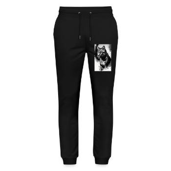 Léopard | Prédateur | Course à pied | Afrique - Pantalon de jogging bio MOVER Stanley/Stella unisexe - noir - Devant - Marisol (170cm) & Nik (191cm)