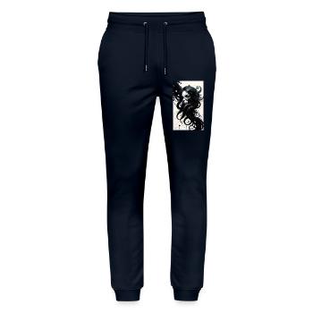 Femme | Visage | Filles | Anime | mystique - Pantalon de jogging bio MOVER Stanley/Stella unisexe - marine - Devant - Marisol (170cm) & Nik (191cm)