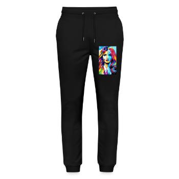 Woman | Face | Girls | Anime - Stanley/Stella Mover Unisex Organic Jogging Trousers - black - Front - Marisol (170cm) & Nik (191cm)