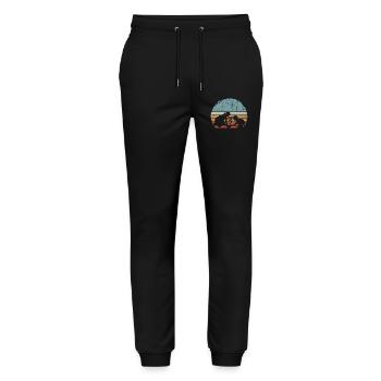 Sunset Silhouette Duo von Palm Tree - Stanley/Stella Unisex Bio Jogginghose Mover  - Schwarz - Vorne - Marisol (170cm) & Nik (191cm)