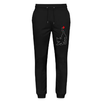 Cat Heart - Cat Lover Gift Idea - Stanley/Stella Mover Unisex Organic Jogging Trousers - black - Front - Marisol (170cm) & Nik (191cm)