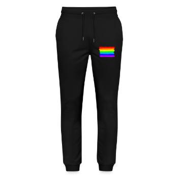 Pride Rainbow Colours / RGB Graffiti-Spraypaint - Stanley/Stella Unisex Bio Jogginghose Mover  - Schwarz - Vorne - Marisol (170cm) & Nik (191cm)