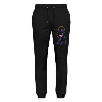 Vierge Marie et enfant jésus, design foncé - Pantalon de jogging bio MOVER Stanley/Stella unisexe - noir - Devant - Marisol (170cm) & Nik (191cm)