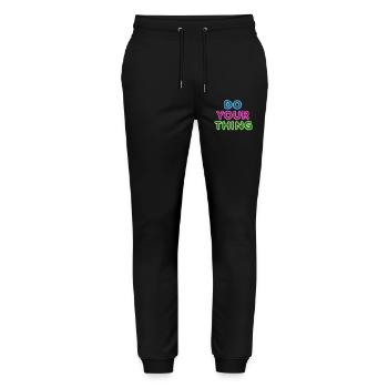 Lettrage au néon à la Faites Votre Truc - Pantalon de jogging bio MOVER Stanley/Stella unisexe - noir - Devant - Marisol (170cm) & Nik (191cm)