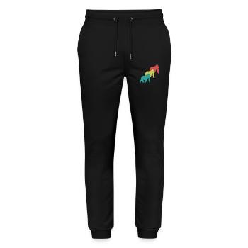Three Monkeys Silhouettes Retro - Stanley/Stella Mover Unisex Organic Jogging Trousers - black - Front - Marisol (170cm) & Nik (191cm)