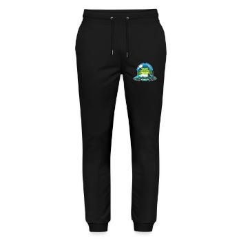 Frog Spaceship Space - Stanley/Stella Mover Unisex Organic Jogging Trousers - black - Front - Marisol (170cm) & Nik (191cm)