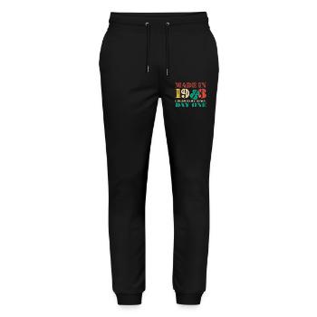 Made in 1993: Legendary Since Day One - Stanley/Stella Mover Unisex Organic Jogging Trousers - black - Front - Marisol (170cm) & Nik (191cm)