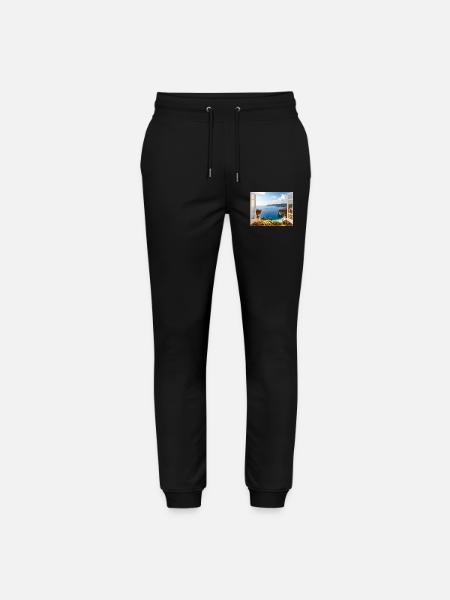Panoramablick auf die Mittelmeerküste - Stanley/Stella Unisex Bio Jogginghose Mover - Schwarz