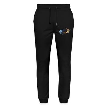 Wenn Gedanken zu Kreativität werden - Schriftzug - Stanley/Stella Unisex Bio Jogginghose Mover  - Schwarz - Vorne - Marisol (170cm) & Nik (191cm)