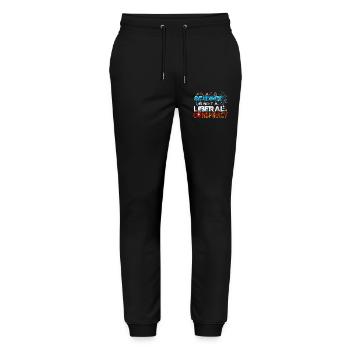La science n’est pas une théorie du complot - Pantalon de jogging bio MOVER Stanley/Stella unisexe - noir - Devant - Marisol (170cm) & Nik (191cm)