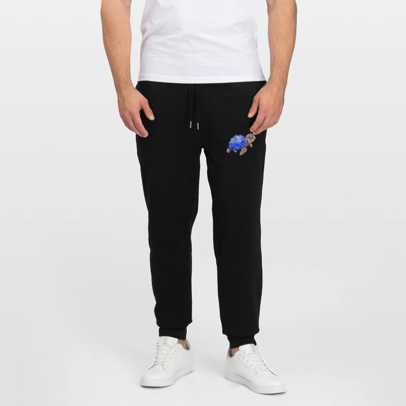 Turtle with Hydrangea Stanley/Stella Mover Unisex Organic Jogging Trousers