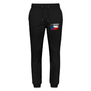 Flag Fusion US Czech - Stanley/Stella Mover Unisex Organic Jogging Trousers - black - Front - Marisol (170cm) & Nik (191cm)