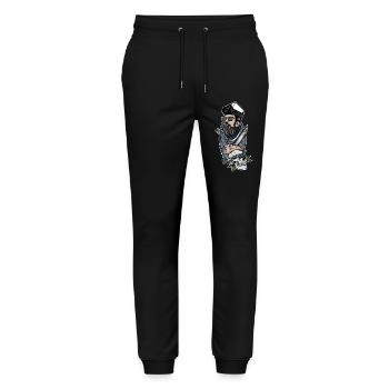 Metzger // Oldschool // Illustration - Stanley/Stella Unisex Bio Jogginghose Mover  - Schwarz - Vorne - Marisol (170cm) & Nik (191cm)