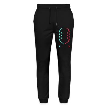 Microphone Logo - Stanley/Stella Mover Unisex Organic Jogging Trousers - black - Front - Marisol (170cm) & Nik (191cm)