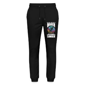 Sleep with a diver - draught and endurance - Stanley/Stella Mover Unisex Organic Jogging Trousers - black - Front - Marisol (170cm) & Nik (191cm)