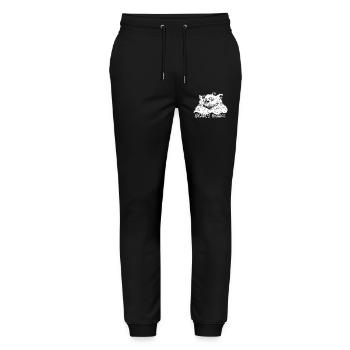Panda Bear Sleeps With Saying Bearly Awake - Stanley/Stella Mover Unisex Organic Jogging Trousers - black - Front - Marisol (170cm) & Nik (191cm)