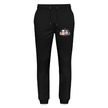 Katze Valentine 67 Six Seven Meme Geschenk Süß - Stanley/Stella Unisex Bio Jogginghose Mover  - Schwarz - Vorne - Marisol (170cm) & Nik (191cm)