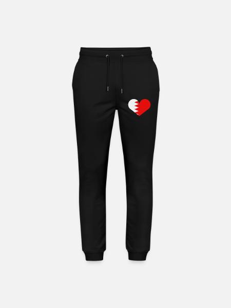 Bahrain flag heart - Stanley/Stella Mover Unisex Organic Jogging Trousers - black